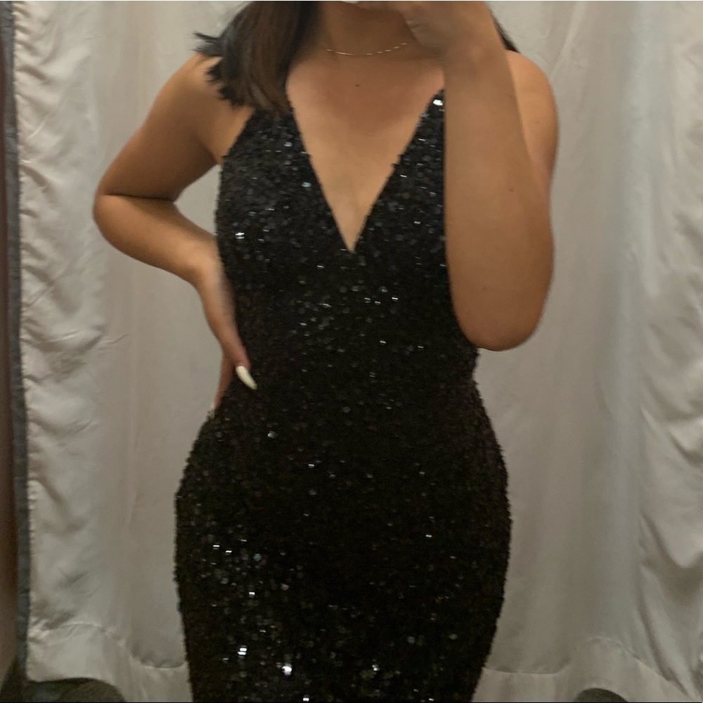 Black Sequin Dress Backless